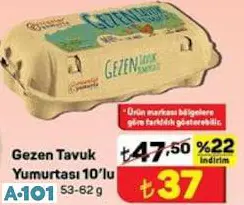 GEZEN TAVUK YUMURTASI 10'LU M BOY 53-62 G